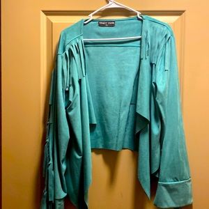 Turquoise western fringe blazer